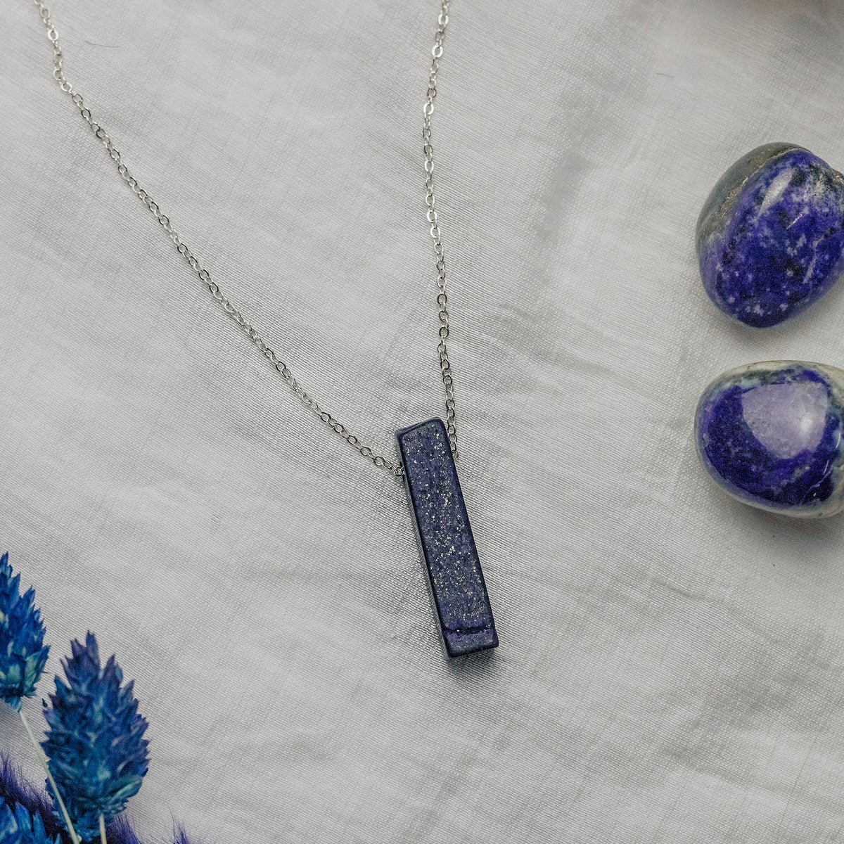 Sterling Silver Lapis Lazuli Bar Necklace Redolly RedDolly