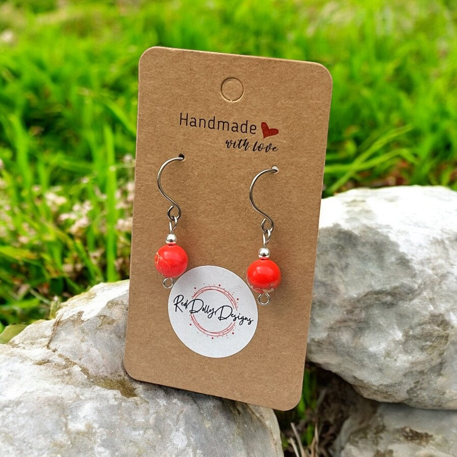 Titanium Coral Jasper Earrings