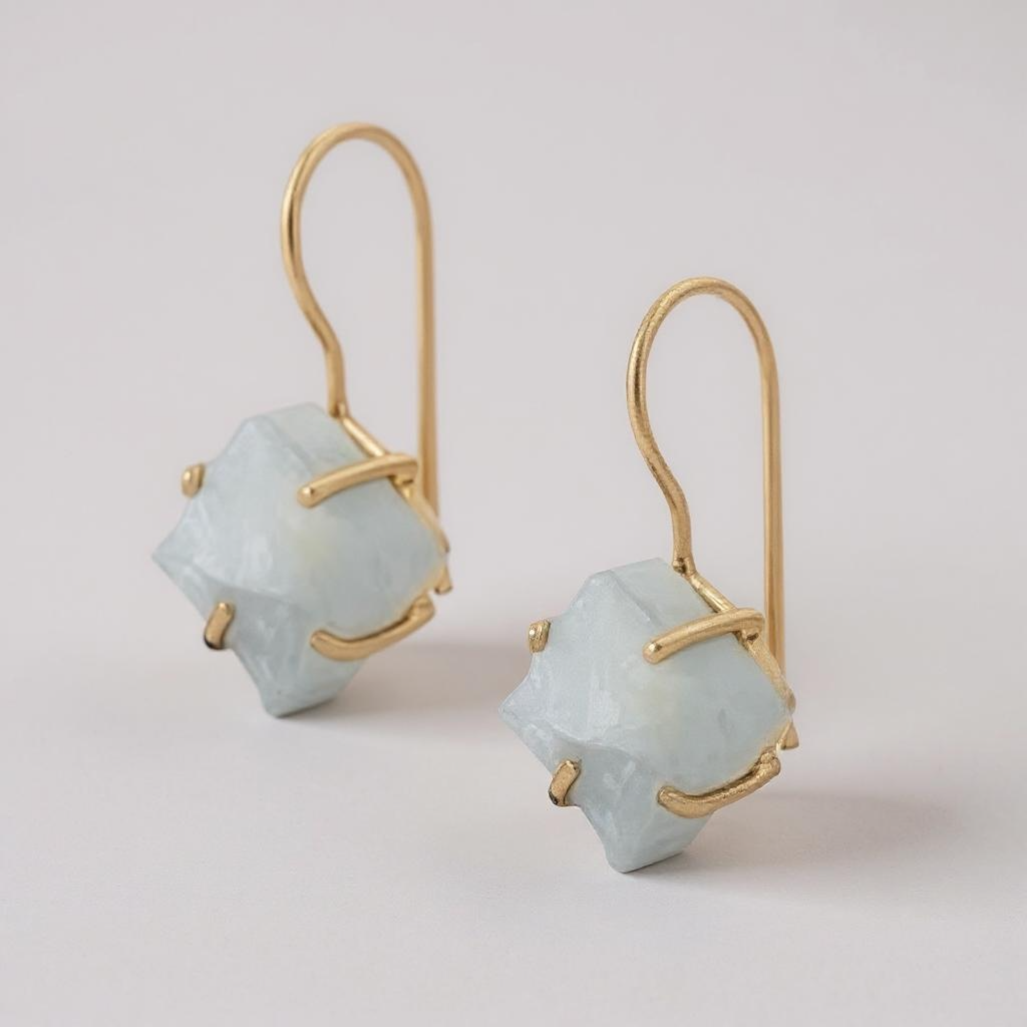 Gold Vermeil Rough Aquamarine Earrings