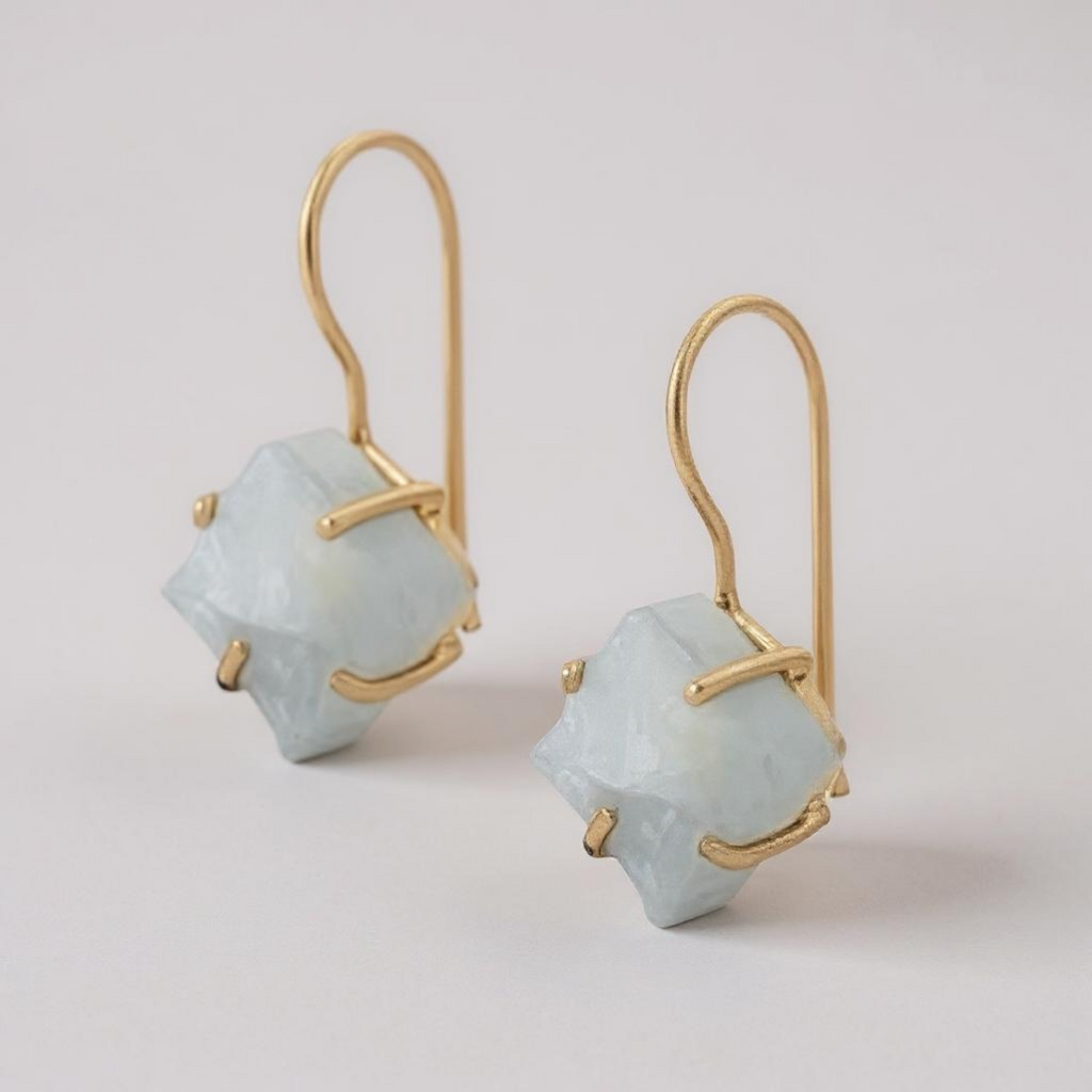 Gold Vermeil Rough Aquamarine Earrings