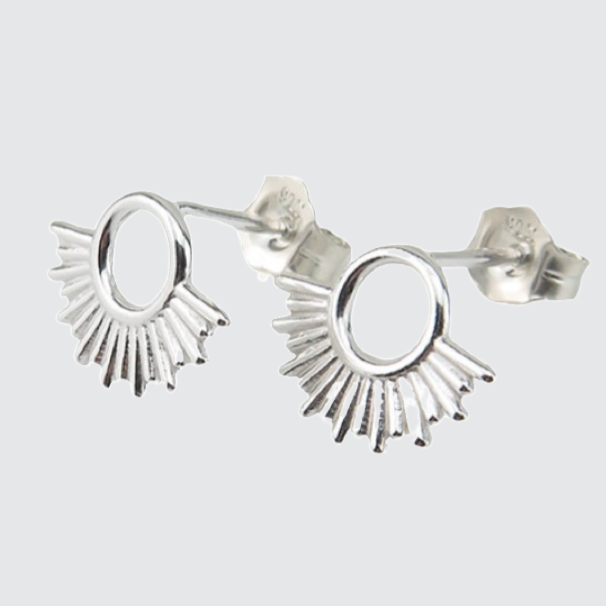sterling silver half sun stud earrings