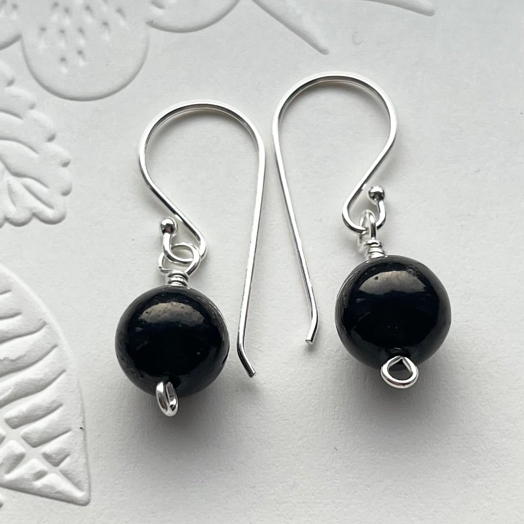 Sterling Silver Jet Drop Earrings
