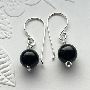 Sterling Silver Jet Drop Earrings