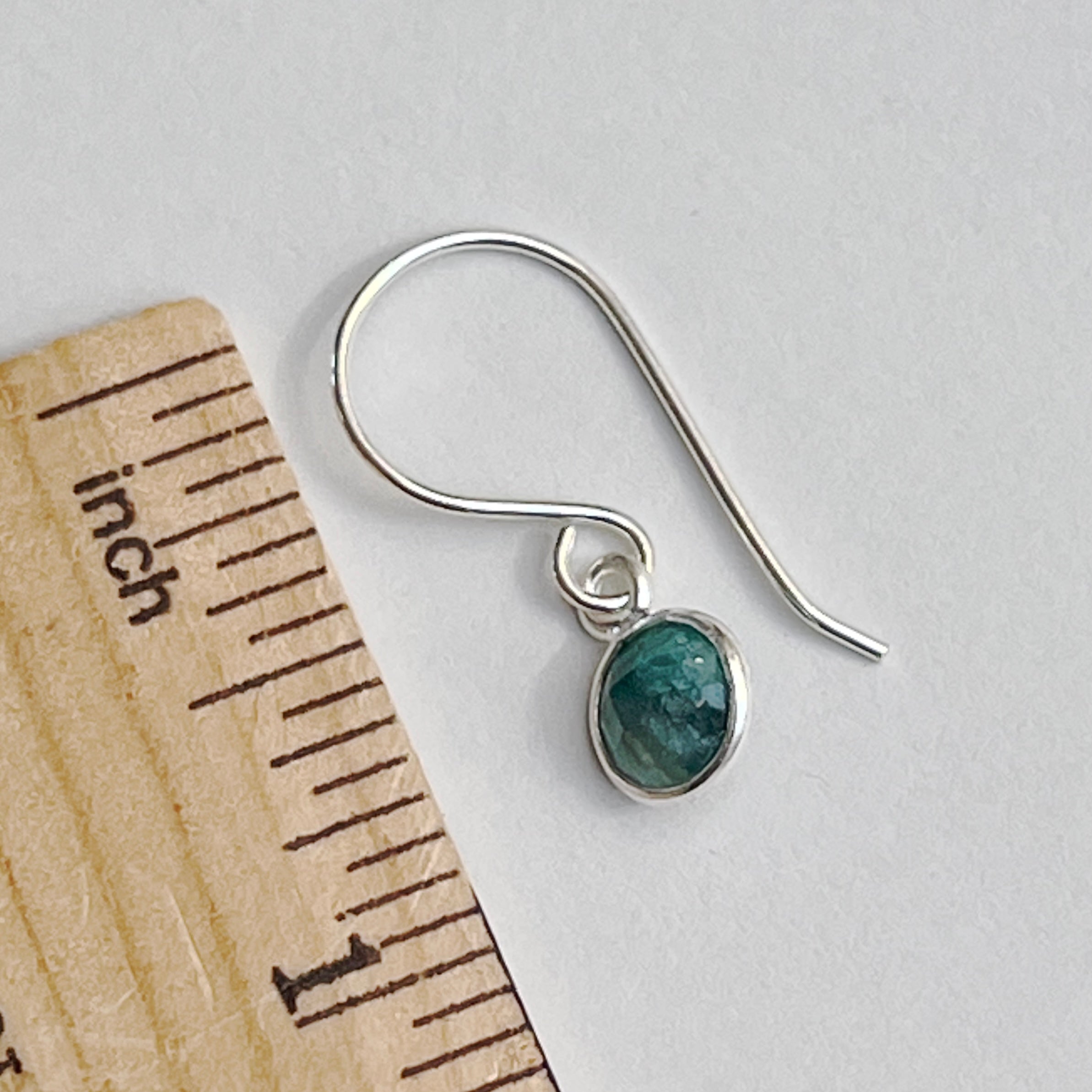 Sterling Silver Raw Emerald Earrings