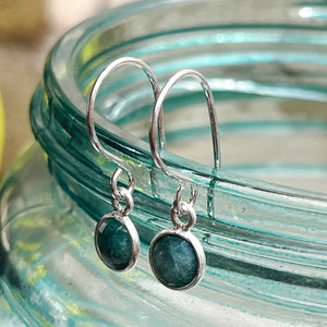 Sterling Silver Raw Emerald Earrings