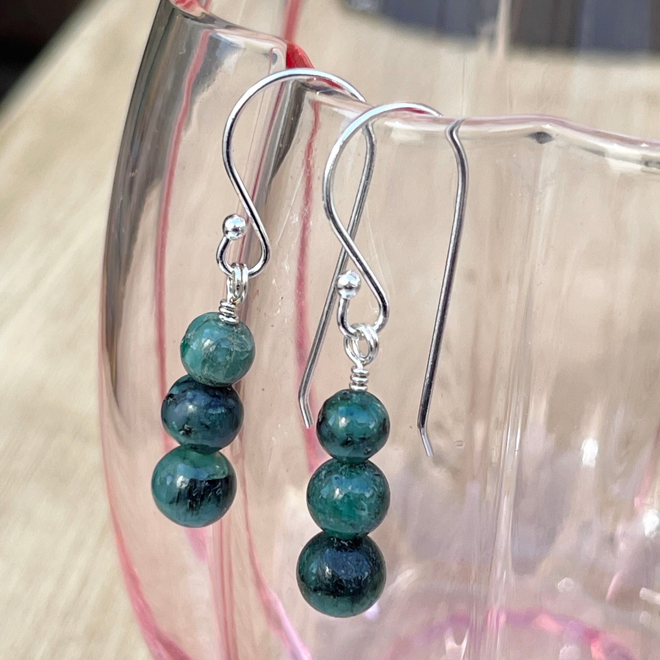 Sterling Silver Emerald Drop Earrings