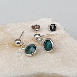 Sterling Silver Emerald Stud Earrings