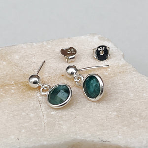 Sterling Silver Emerald Stud Earrings