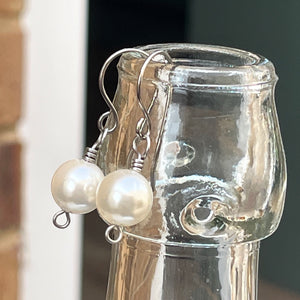 Titanium Pearl Drop Earrings