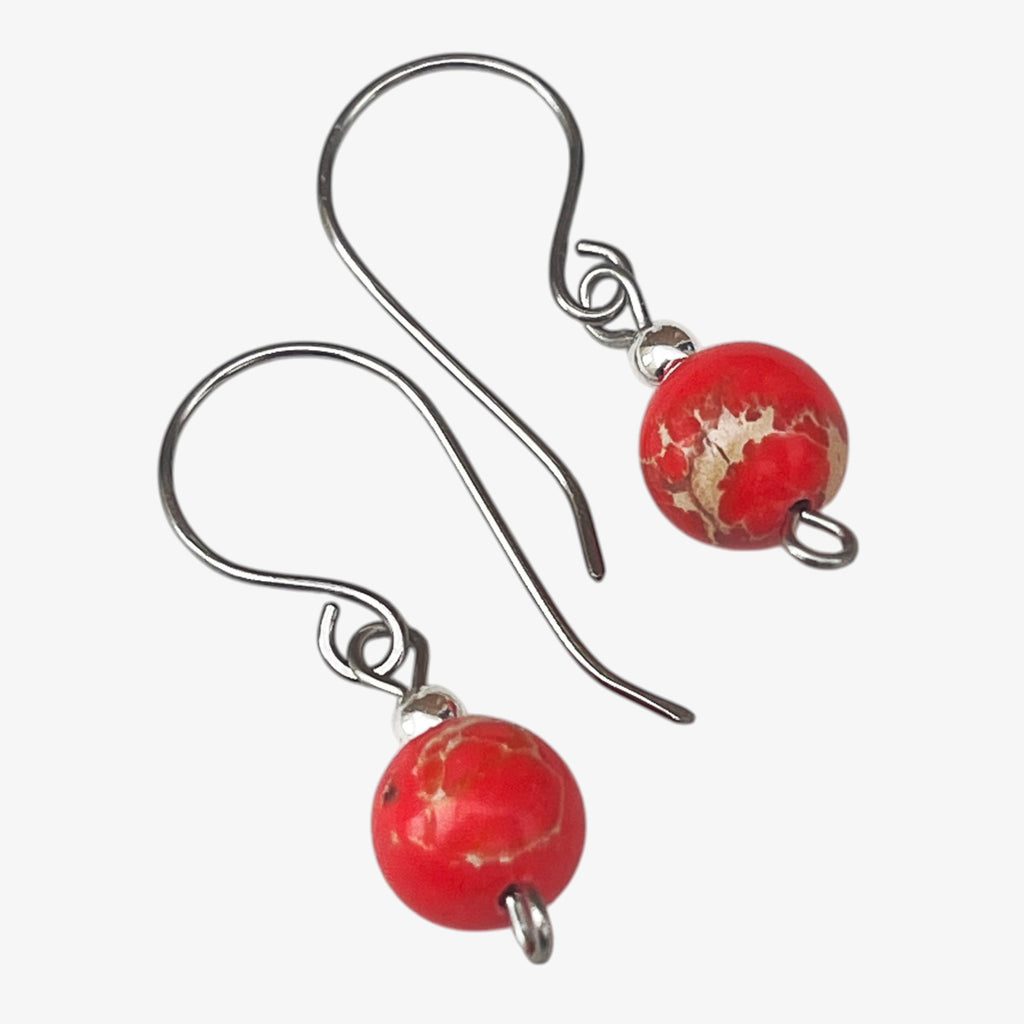 Titanium Coral Jasper Earrings