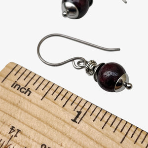 Titanium Garnet Drop Earrings