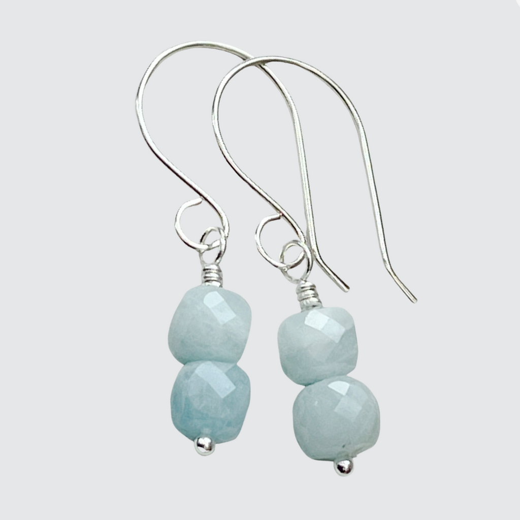 small handmade aquamarine gemstone drop earrings