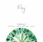 emerald information jewellery card