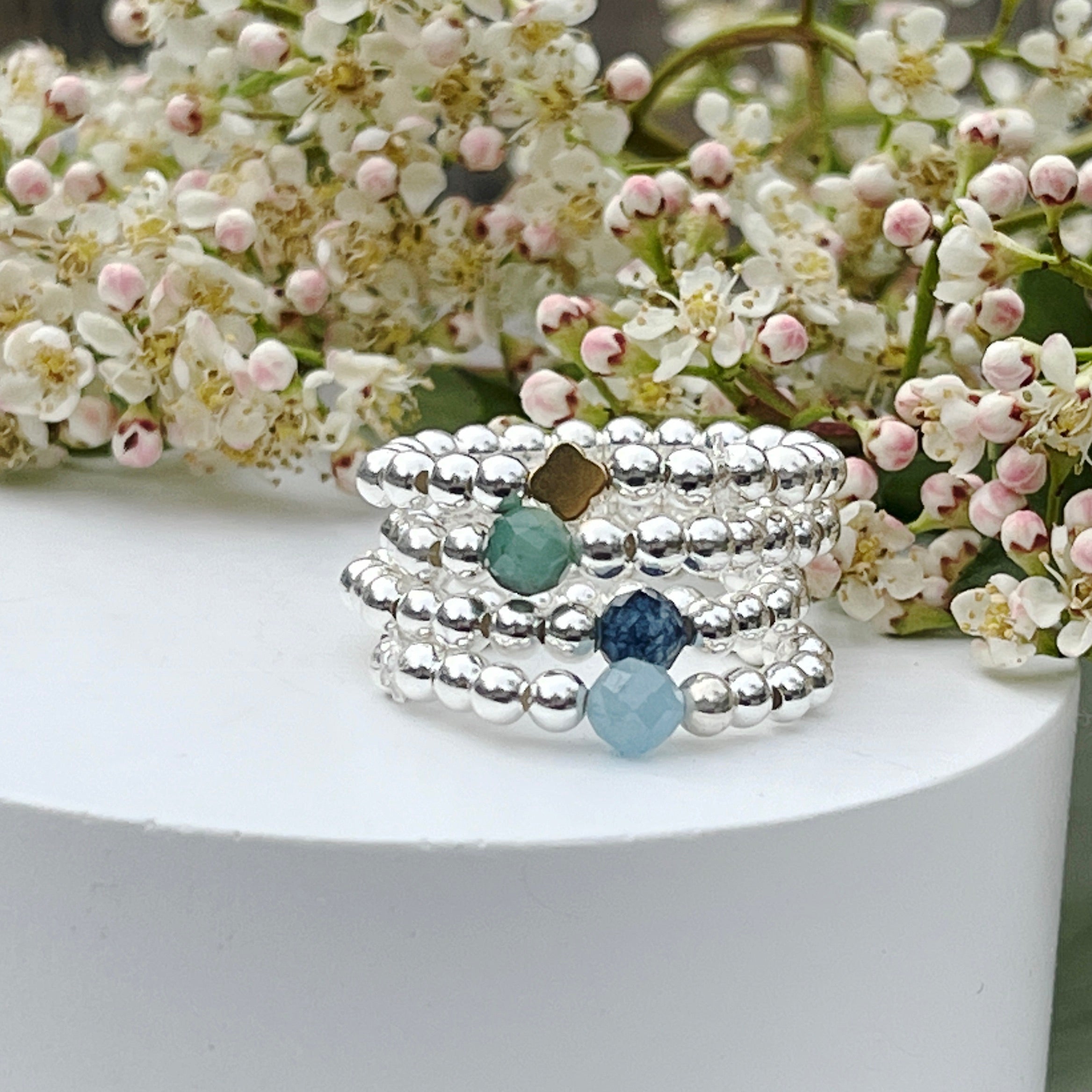 sterling silver gemstone stacking ring