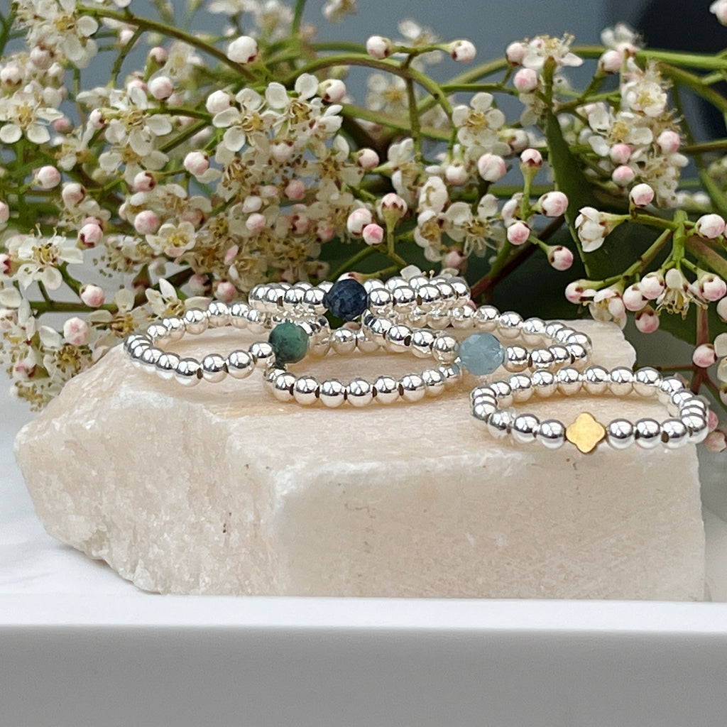 sterling silver gemstone stacking ring inc plain
