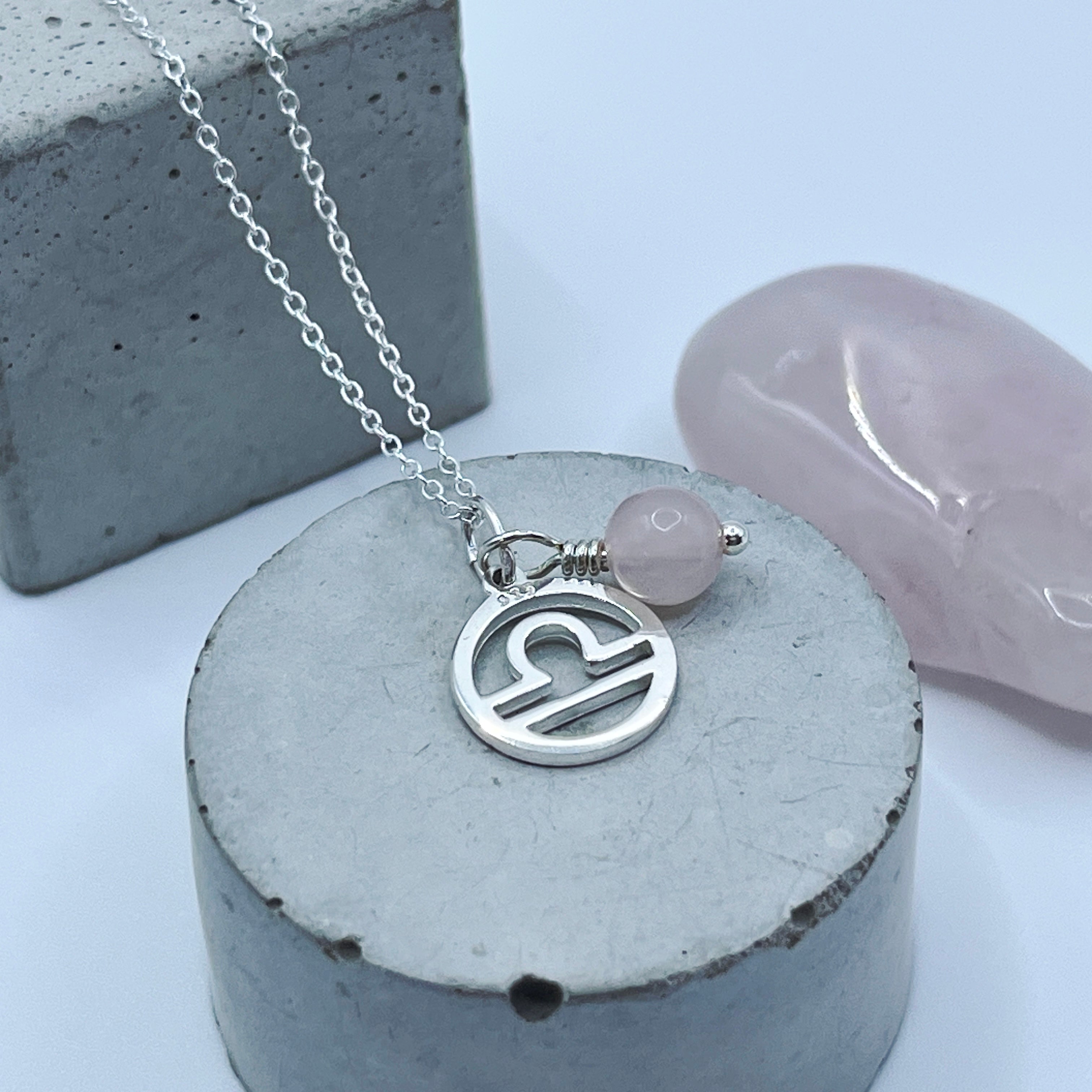 Libra & Rose Quartz Necklace Gift