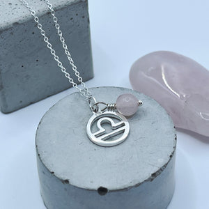 Libra & Rose Quartz Necklace Gift