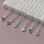Sterling Silver Birthstone Necklace With Heart Charm