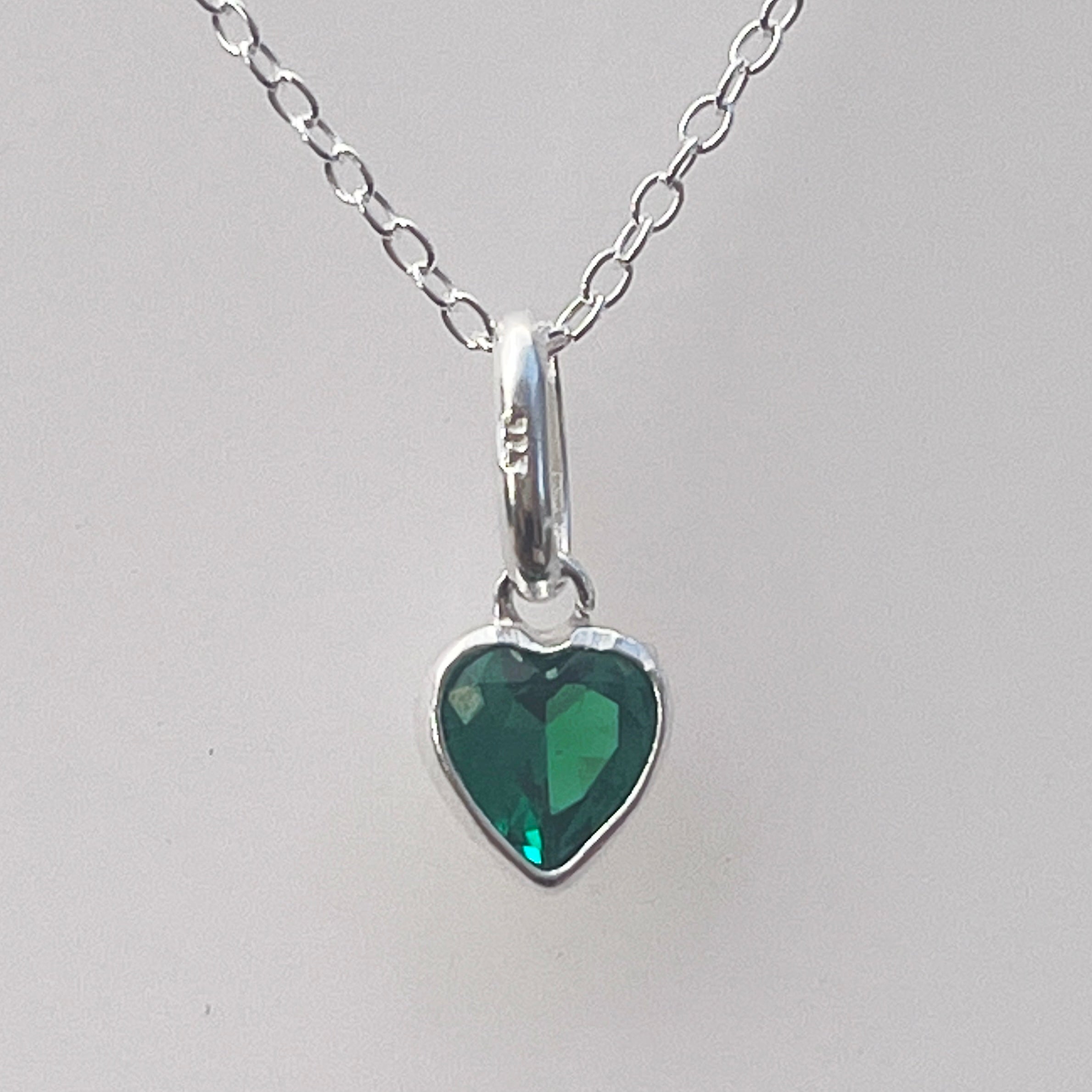 Sterling Silver Birthstone Necklace With Heart Charm