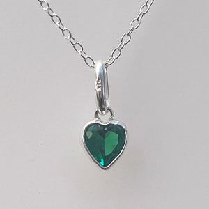 Sterling Silver Birthstone Necklace With Heart Charm