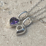 Sterling Silver Birthstone Necklace With Heart Charm