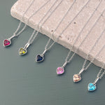 Sterling Silver Birthstone Necklace With Heart Charm