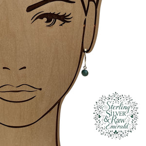 Sterling Silver Raw Emerald Earrings