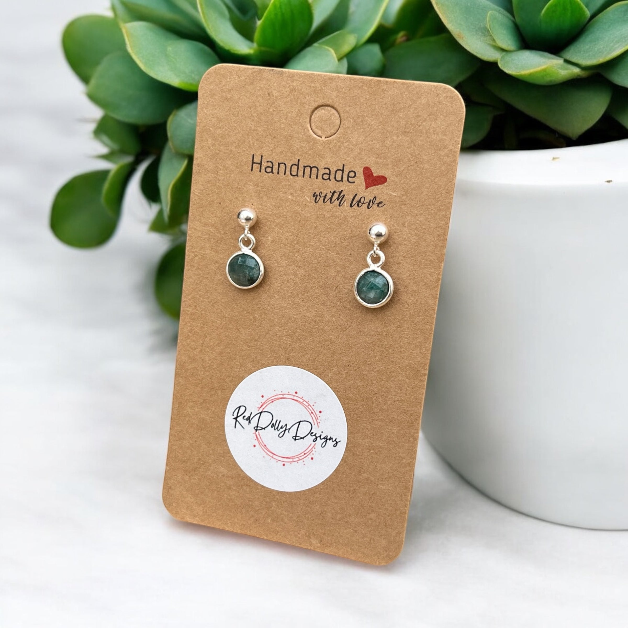 Sterling Silver Emerald Stud Earrings