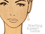 Sterling Silver Pearl Coin Earrings