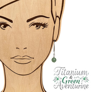 Titanium Green Aventurine Drop Earrings