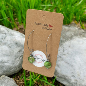 Green Jasper Titanium Drop Earrings