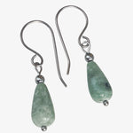 Titanium Green Jade Drop Earrings