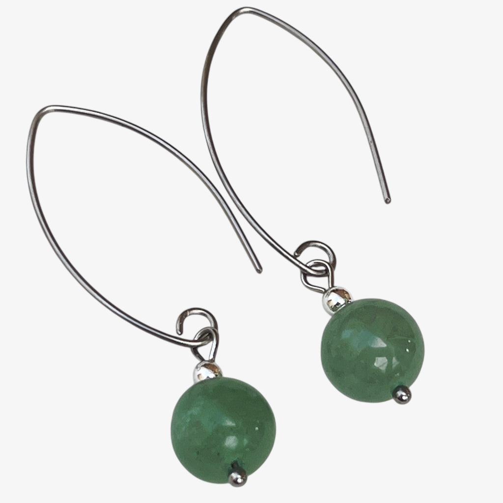 Titanium Green Aventurine Drop Earrings