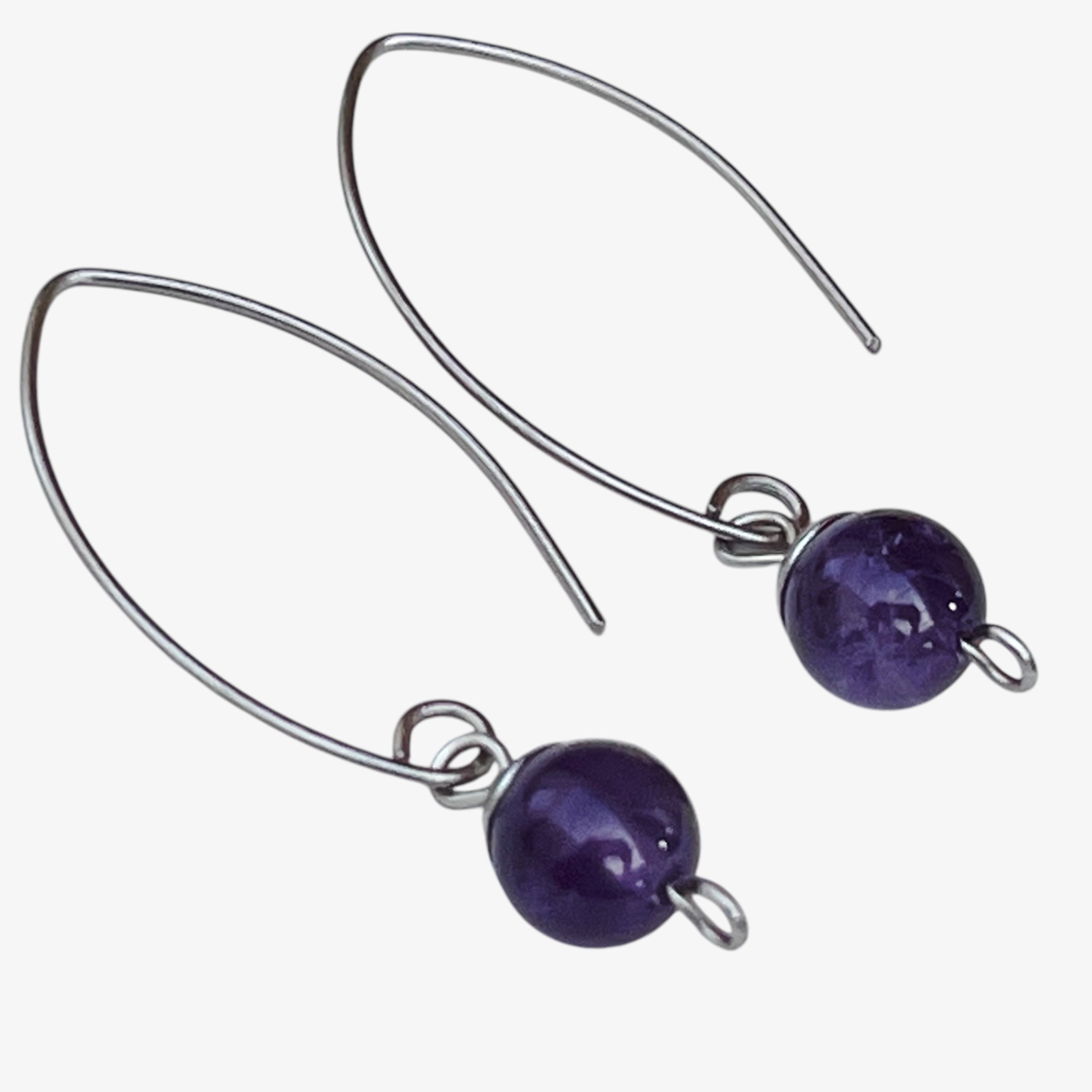 Titanium Amethyst Drop Earrings