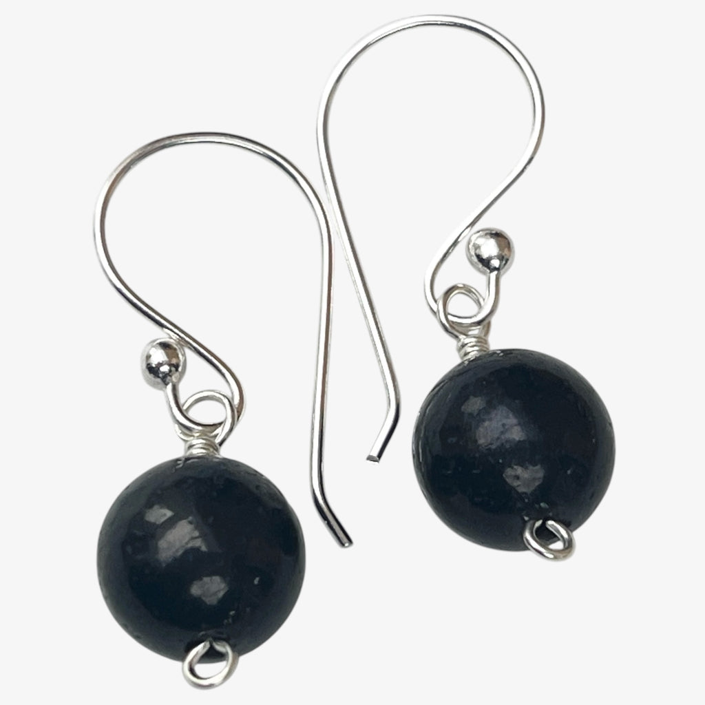 Sterling Silver Jet Drop Earrings