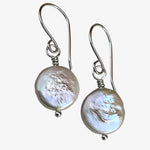 Sterling Silver Pearl Coin Earrings