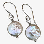 Sterling Silver Pearl Coin Earrings