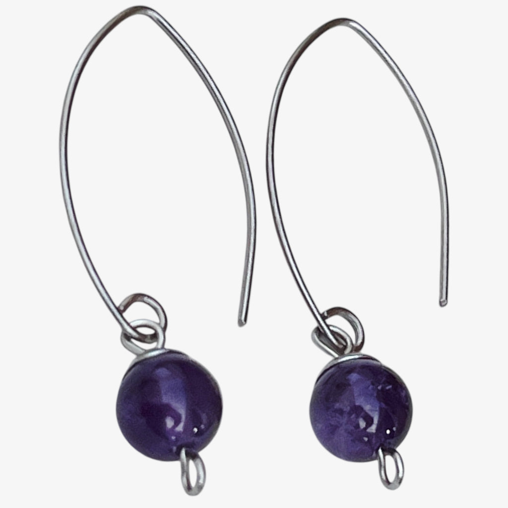 Titanium Amethyst Drop Earrings