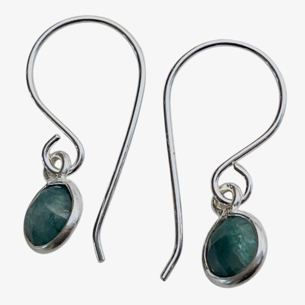 Sterling silver emerald drop earrings handmade by RedDolly, May birthstone gift