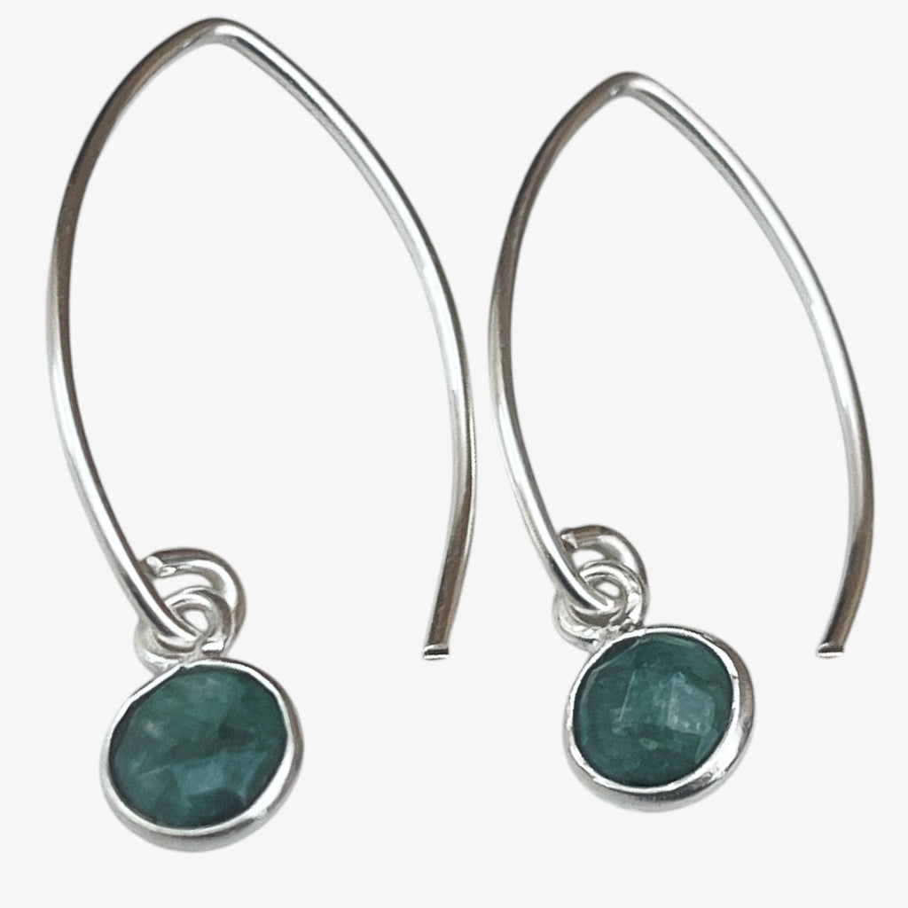Sterling Silver Raw Emerald Marquis Earrings