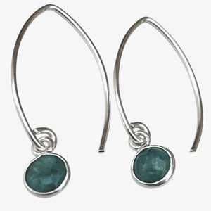 Sterling Silver Raw Emerald Marquis Earrings