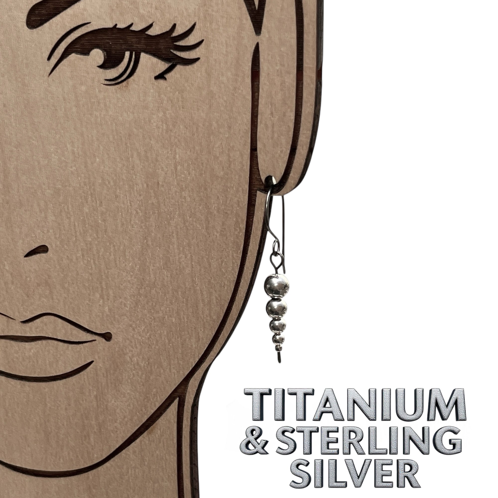 Titanium Earrings With Sterling Silver Beads