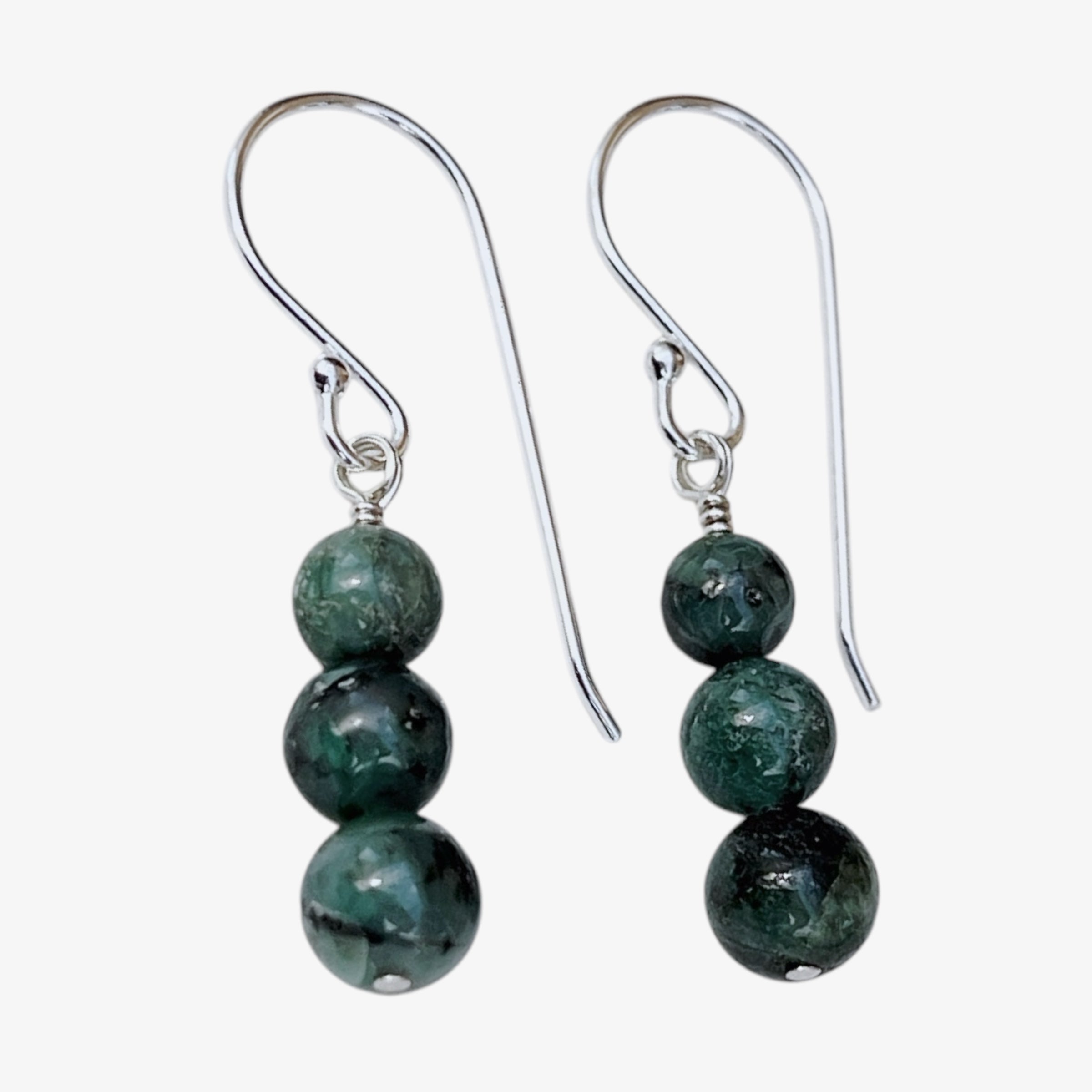 Sterling Silver Emerald Drop Earrings