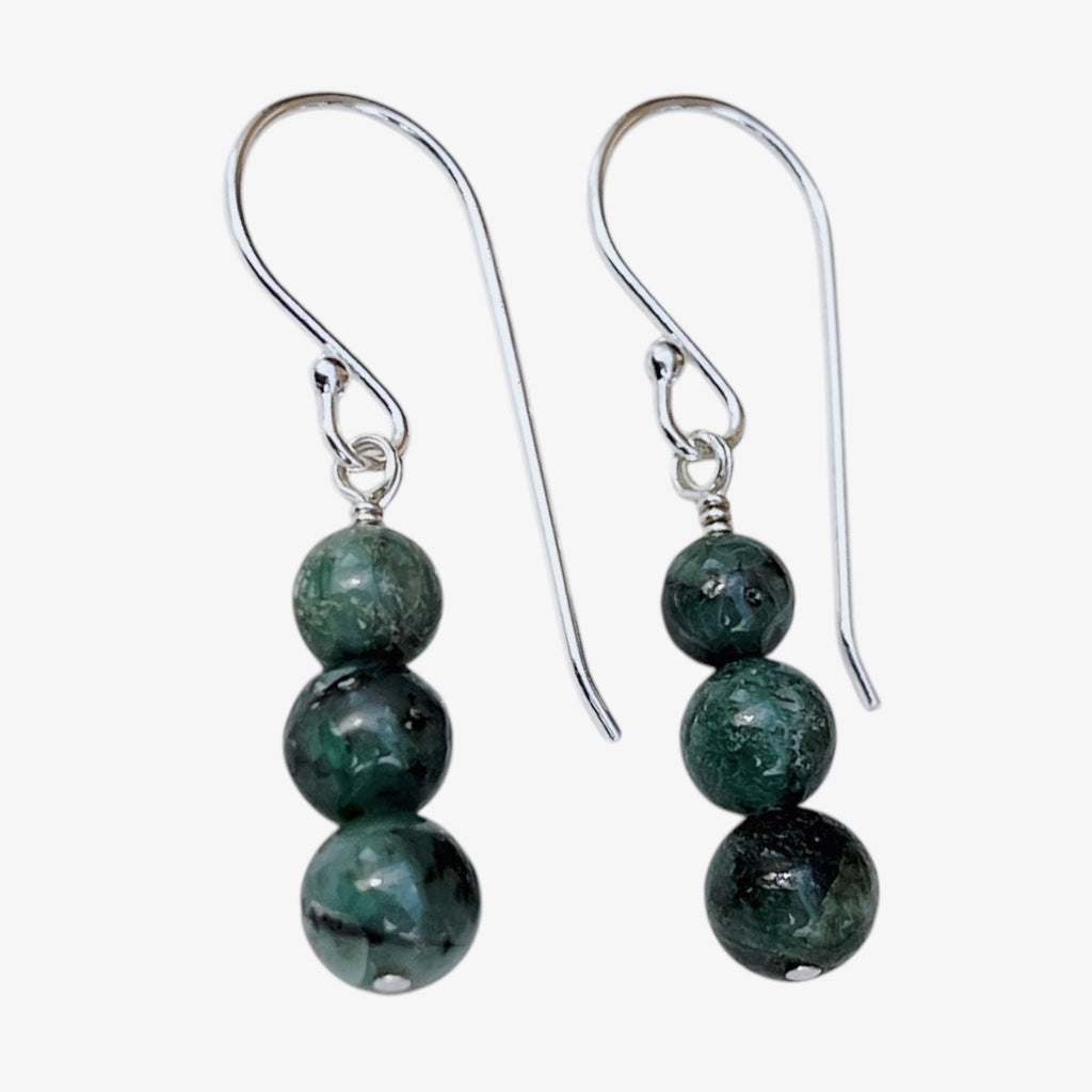Sterling Silver Emerald Drop Earrings