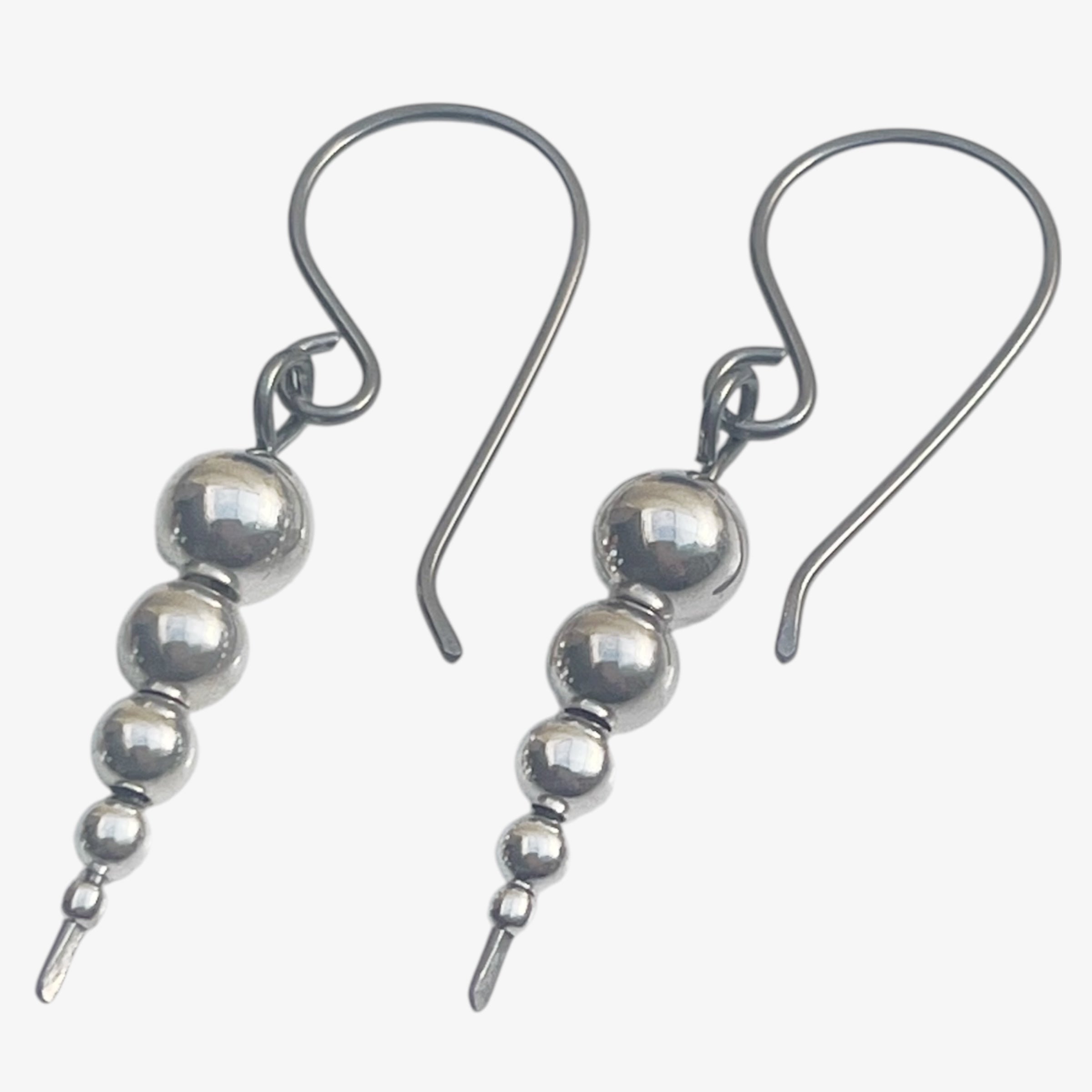 Titanium Earrings With Sterling Silver Beads