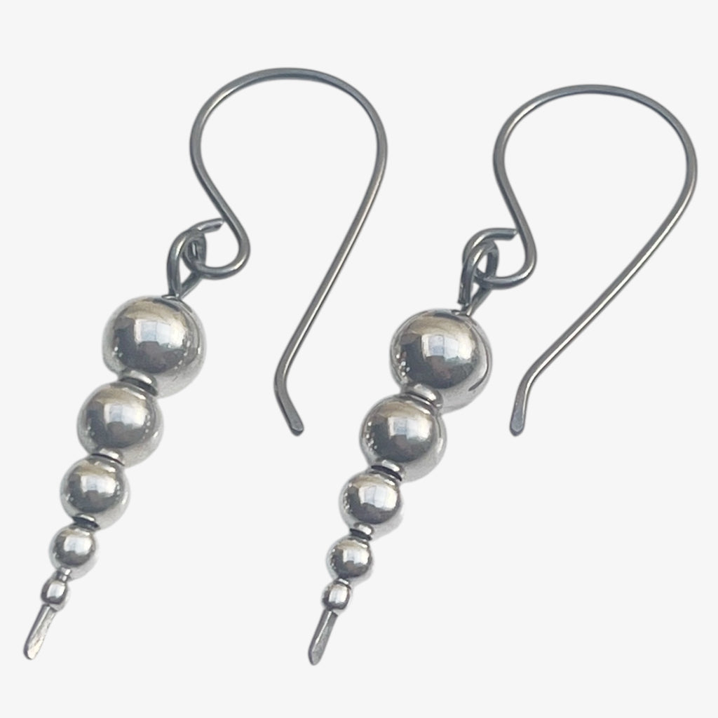 Titanium Earrings With Sterling Silver Beads