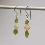 Peridot & Mother Of Pearl Clover Earrings