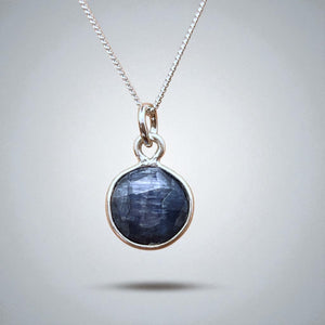 Sterling Silver Sapphire Charm Necklace