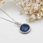 Sterling Silver Sapphire Charm Necklace