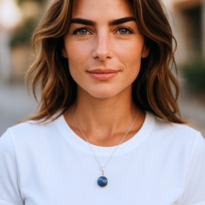 Sterling Silver Sapphire Charm Necklace